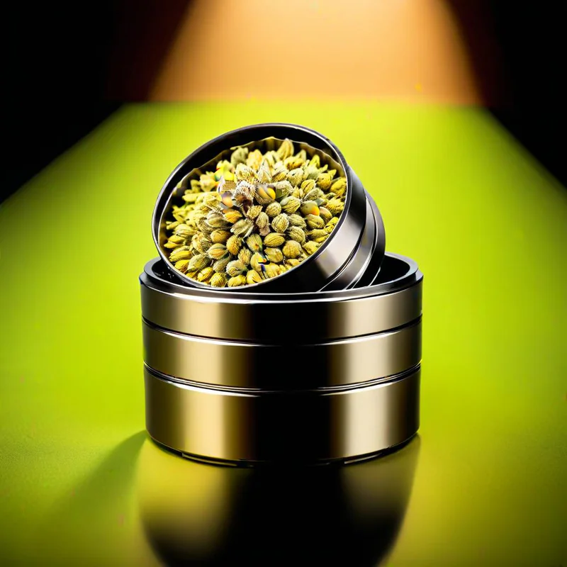 A CNC machine is shown cutting aluminum parts for a weed grinder with precision, showcasing the intricate details and sharp teeth that contribute to a consistent grind. This process emphasizes the quality and durability of metal grinders designed for cannabis connoisseurs.