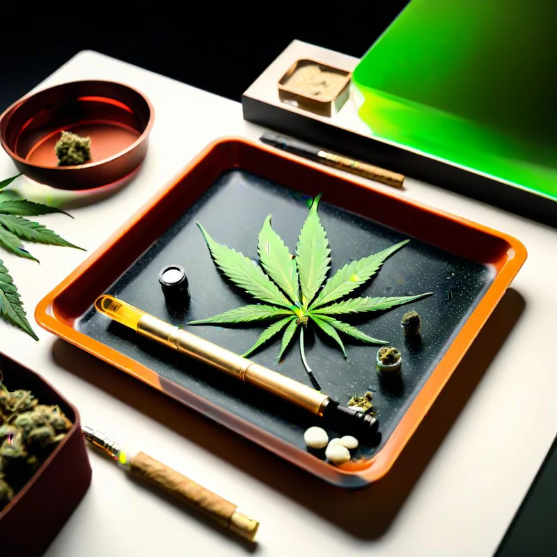 The image displays a collection of high-quality custom rolling trays with various designs and materials, arranged neatly on a rustic wooden surface. Each tray showcases unique patterns and styles, highlighting the possibilities for personalization and custom design.