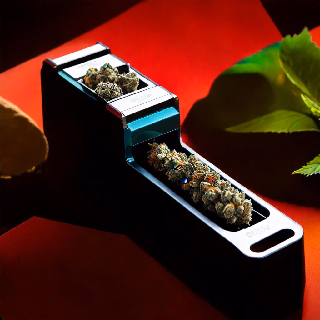 Budget-friendly weed grinders displayed on a shelf.