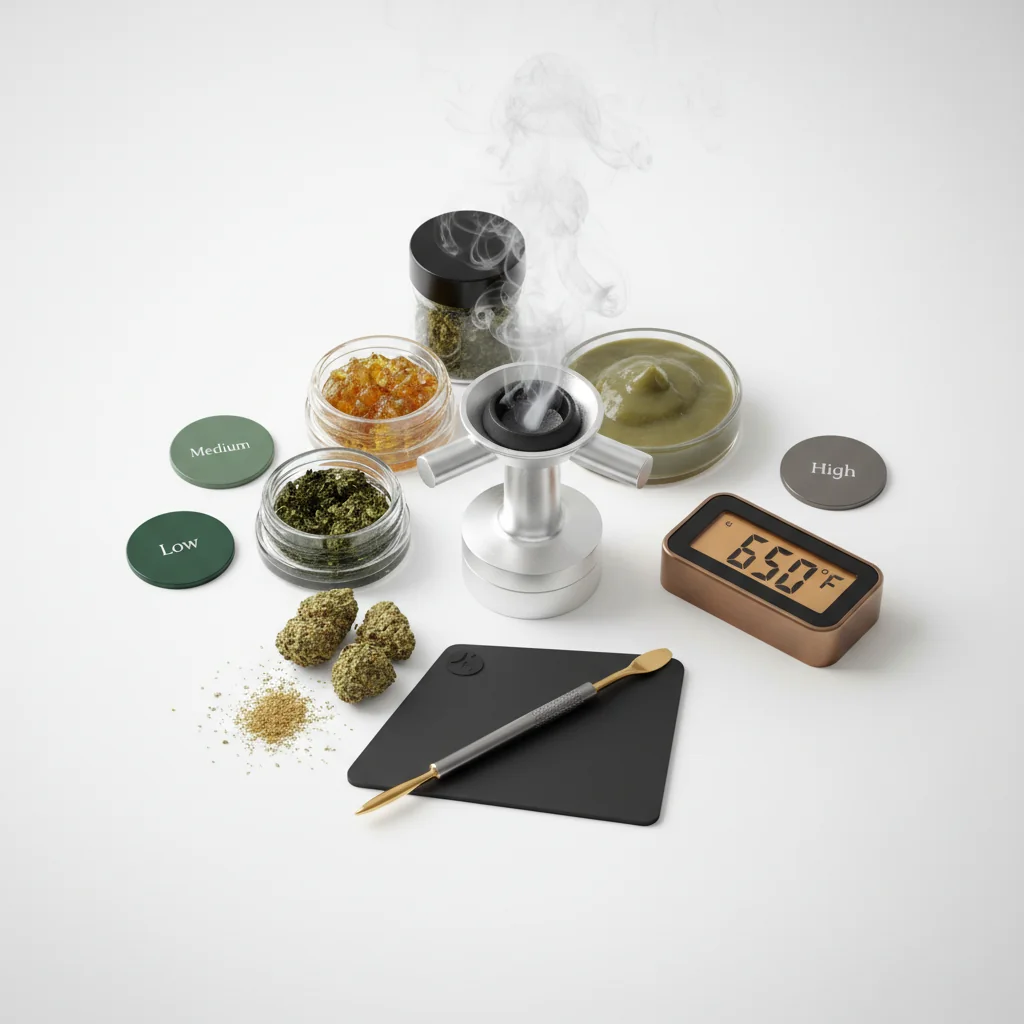 Dab rig with heated banger showing proper dabbing temperature