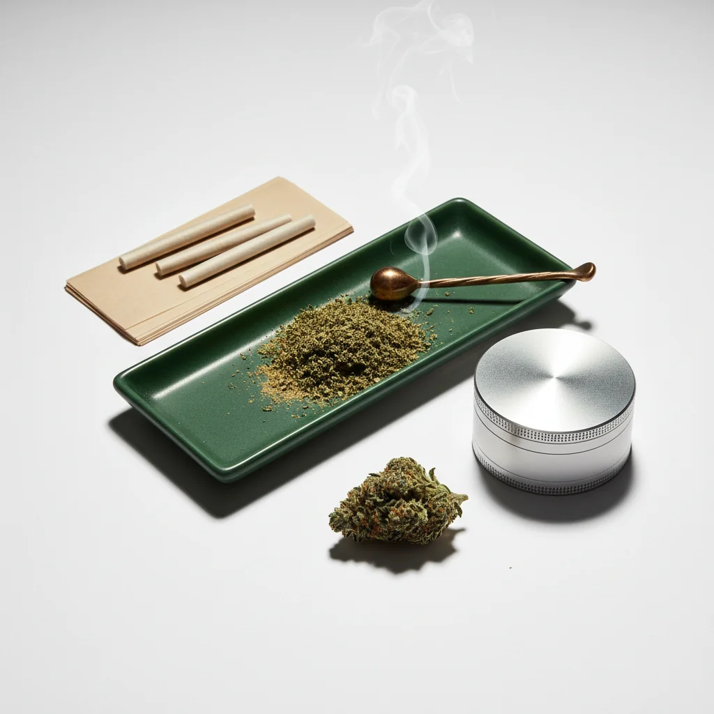 Productive workspace suggesting focus and concentration with cannabis