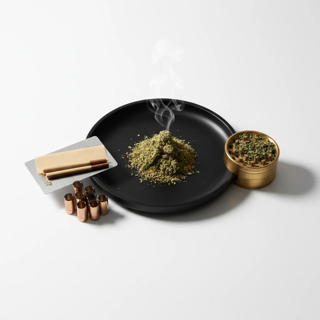 Romantic intimate setting with soft lighting suggesting cannabis and intimacy