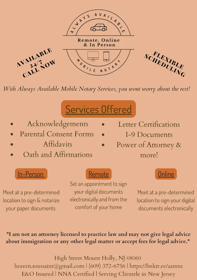 Always Available Mobile Notary Services