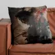 Dynamic samurai throw pillow design inspired by traditional Japanese art and culture.