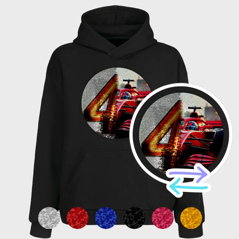 Pailletten-Hoodie für Erwachsene – Doppelseitiger Druck