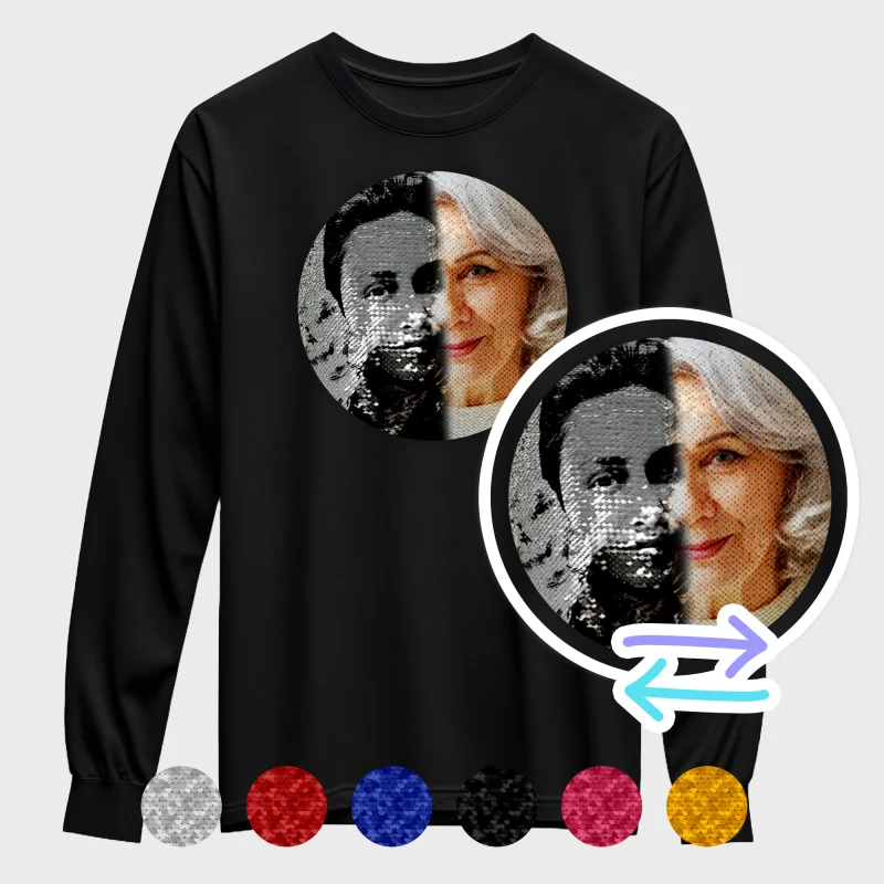 Pailletten-Langarmshirt für Erwachsene – Doppelseitiger Druck