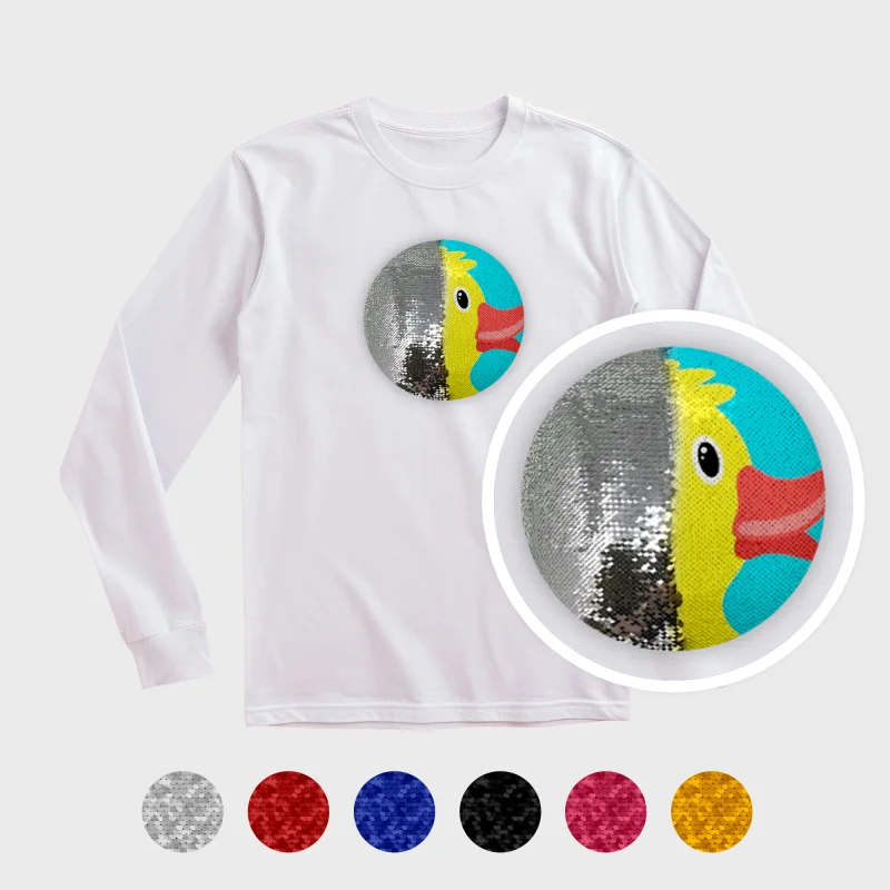 Pailletten-Langarmshirt für Kinder – einseitiger Druck