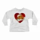 Light gray kids shirt with red heart and fun pizza slice design. Perfect for playful outings.