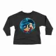 Cheerful kids black t-shirt with vibrant animated character design for fun, everyday wear.