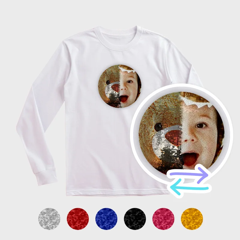 Pailletten-Langarmshirt für Kinder – Doppelseitiger Druck