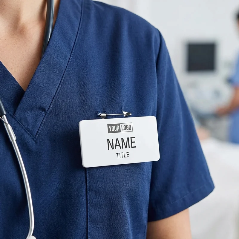 Rektangulært Navneskilt med Nål view 3