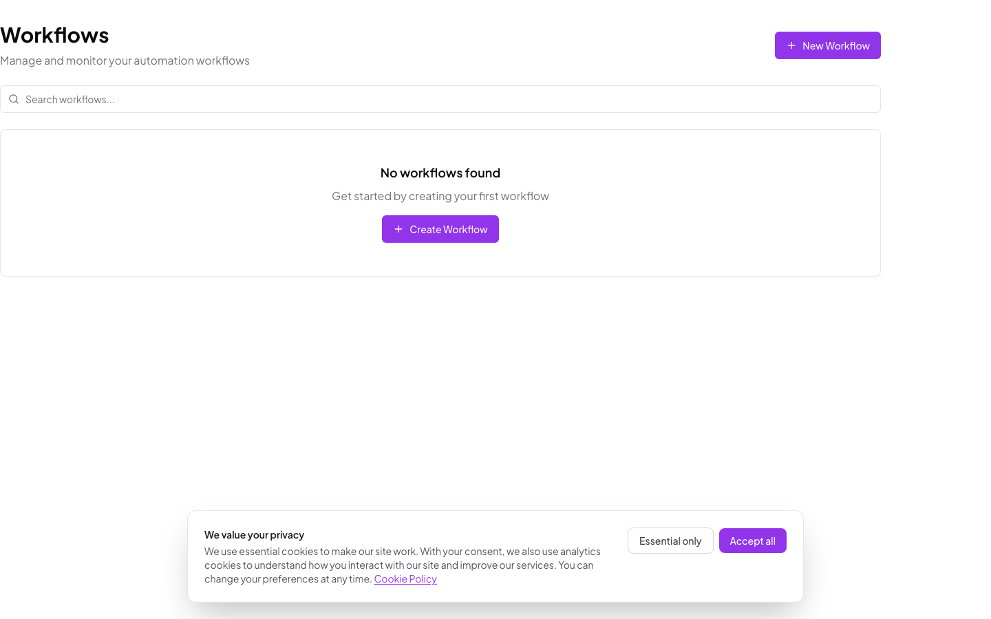 Workflows list showing active and draft automations