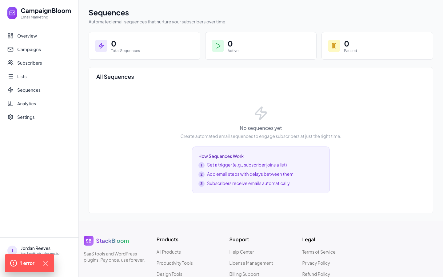 Automation sequences with drip campaign builder