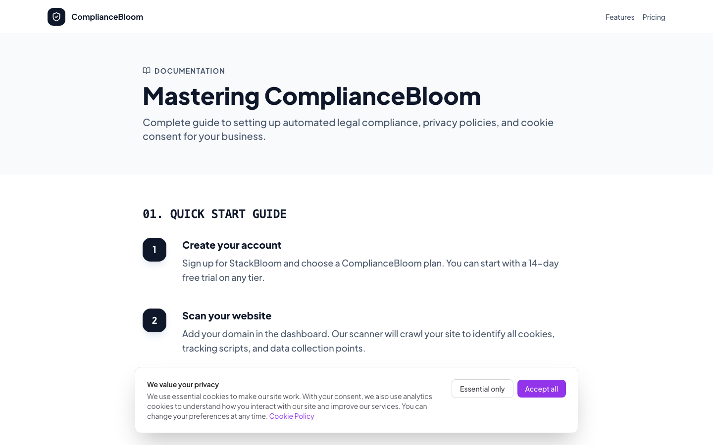 ComplianceBloom documentation and compliance guides