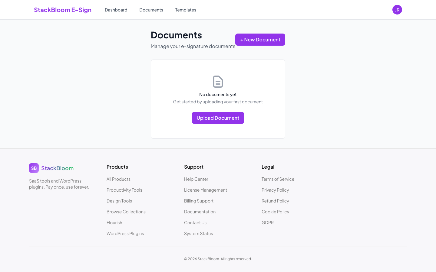 Document list with signing progress and status filters