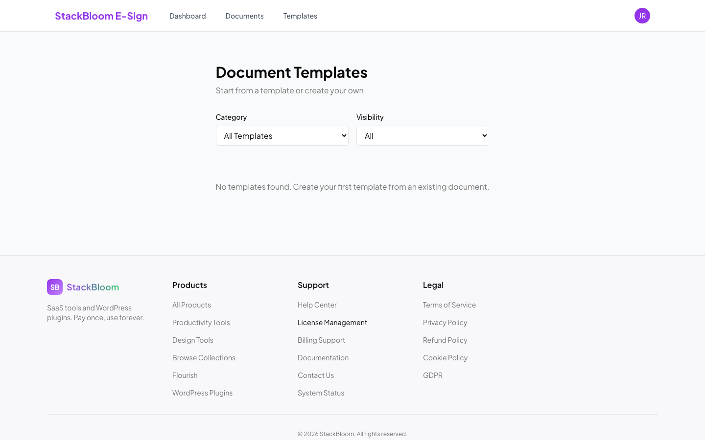 Reusable document templates for common agreements