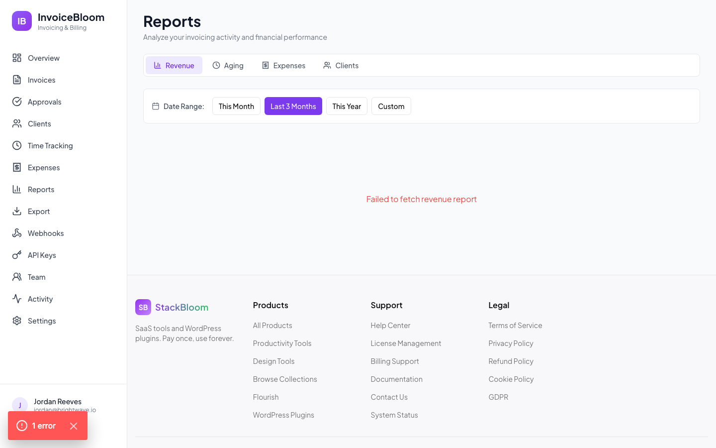 Revenue reports and payment analytics