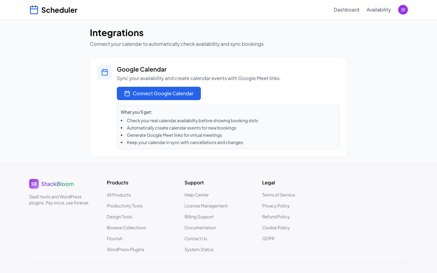 Calendar integrations with Google Calendar sync
